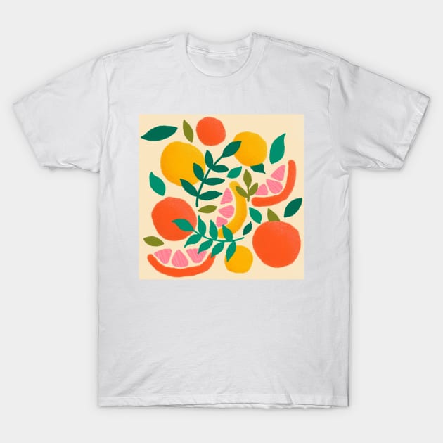 Textured Citrus Fruits T-Shirt by srojas26